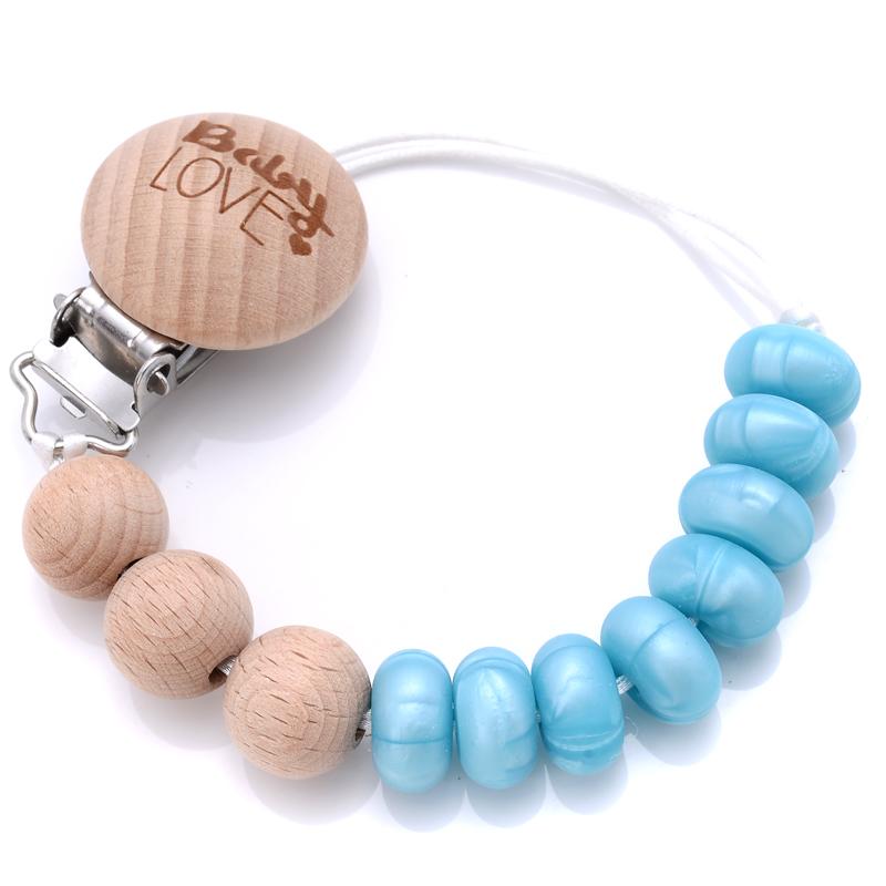 Baby Teether Pacifier Chain Silicone Wood Beads Pacifier Clips Infant Nipple Appease Soother Chain Clip Dummy Holder Nipple Clip