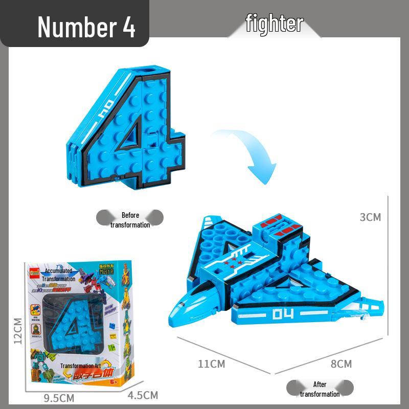 Number Transforming Robot Toy Set for Kids: 0-9 Educational Assembly for Elementary Students