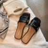 Sheepskin version~ Flat-bottomed slippers women's summer hollowed-out and thin square head, sandals on the beach