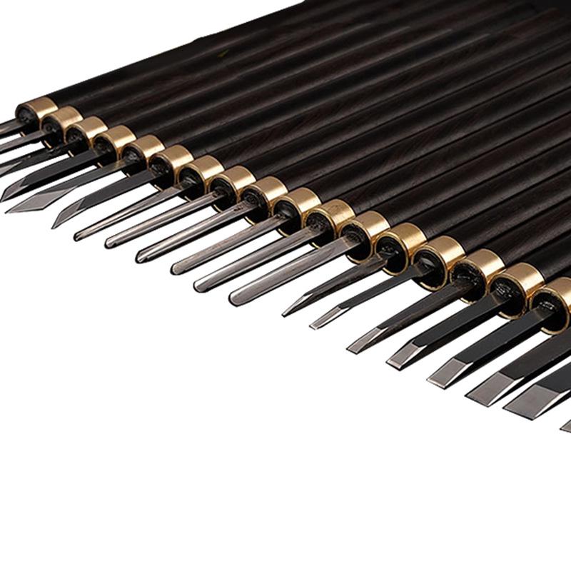 Nitriertes Weißstahl Holzschnitzmesser mit Griff aus lila Sandelholz