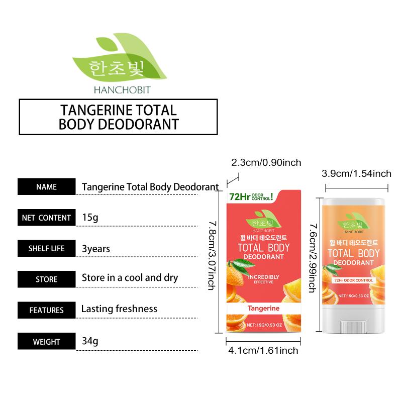 Hanchobit Body Care Stick, Red Orange Long-Lasting Refreshing Leaves Fragrance In Summer To Cover Sweat Odor