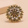 Retro Enamel Flower Ring: European & American Geometric Bohemian Style for Women