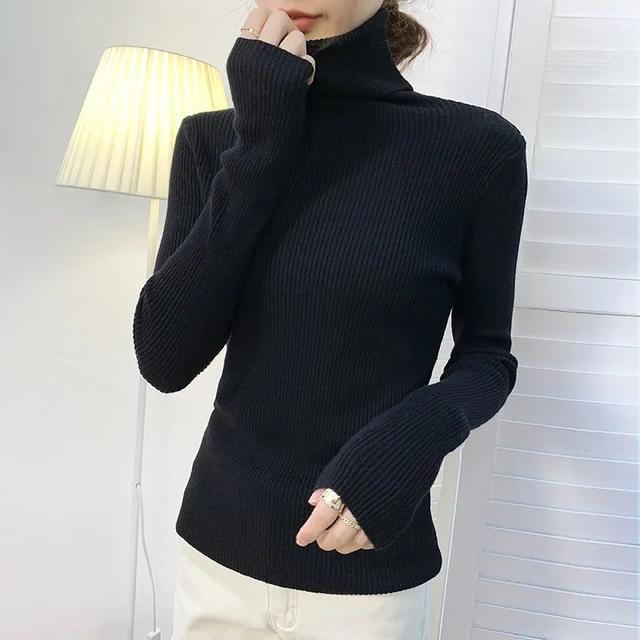 5XL Basic Turtleneck Dam Tröjor Höst Vinter Toppar Slim Dam Pullover Stickad Tröja Jumper Mjuk Varm Pull Pullover