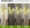 Floor Lamp for Living Room, Dimmable Gold Standing Lamp with Green Glass, 3×600LM LED Included