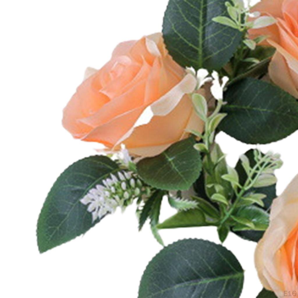 Sztuczne Róże Pierścienie na Świece Mały Wianek Uchwyt na Świecę Kolumnową 23 cm Girlanda Kwiatowa na Boże Narodzenie