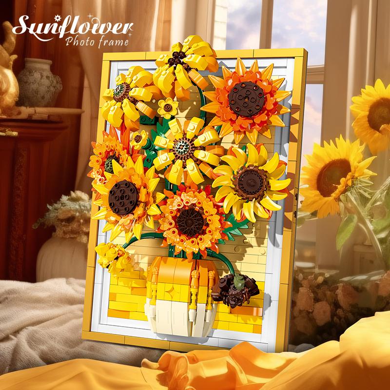 Sunflower Art 3D Model Building Blocks Decor DIY 3D Artistic Beauty, Ideal Indoor Creative Decoration with Memorial Significance