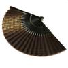 Hanakanzashi Folding Fan with Fan Case and Pouch Black and Brown Cotton Checkered Premium Mosaic 6031 Men's Set, Fabric, Pattern, Large, Quality,