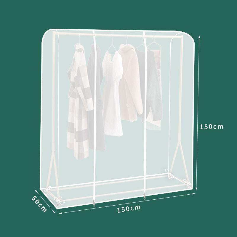 Husa transparentă antipraf pentru suport de haine cu bară dublă, de podea
