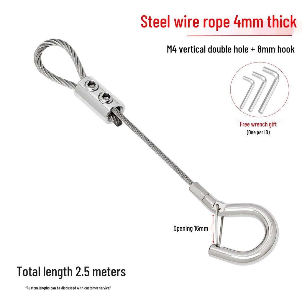 304 Stainless Steel Wire Rope Lock Buckle, 1-4mm Adjustable Hanging Picture and Lighting Wire Hook Adjuster