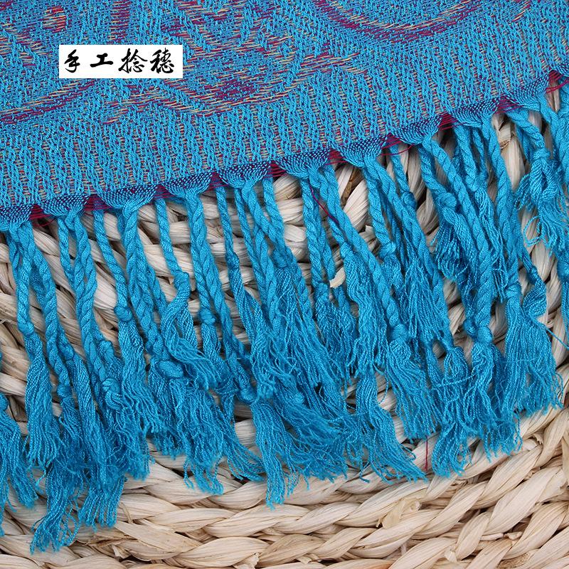 Ethnic Style Cashew Scarf Air Conditioner Large Shawl Scarf Dual-Purpose Jacquard Fringed Spring And Summer Long Cotton Scarf Women