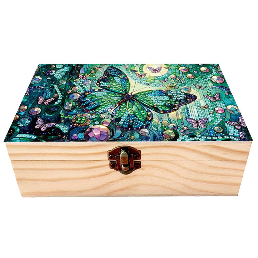5D DIY Diamond Art Wooden Rhinestones Decorative Storage Box Crystal Storage Case Kit for Home Car Desk Decoration Craft