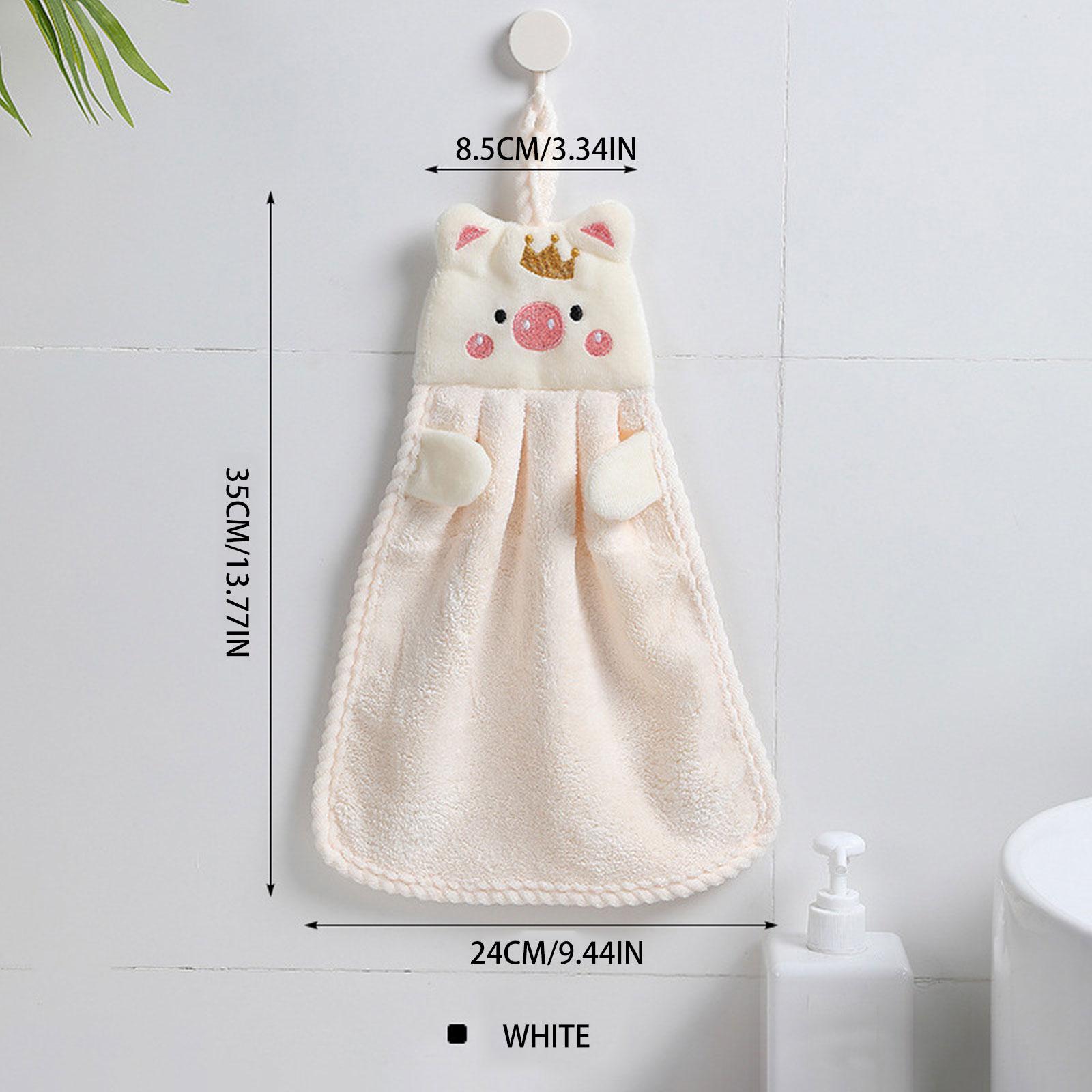 

Милое полотенце для рук в виде свиньи, бытовые махровые полотенца из кораллового бархата для ванной комнаты, кухни, мягкие петли для подвешивания, быстросохнущие впитывающие салфетки, полотенце бежевый