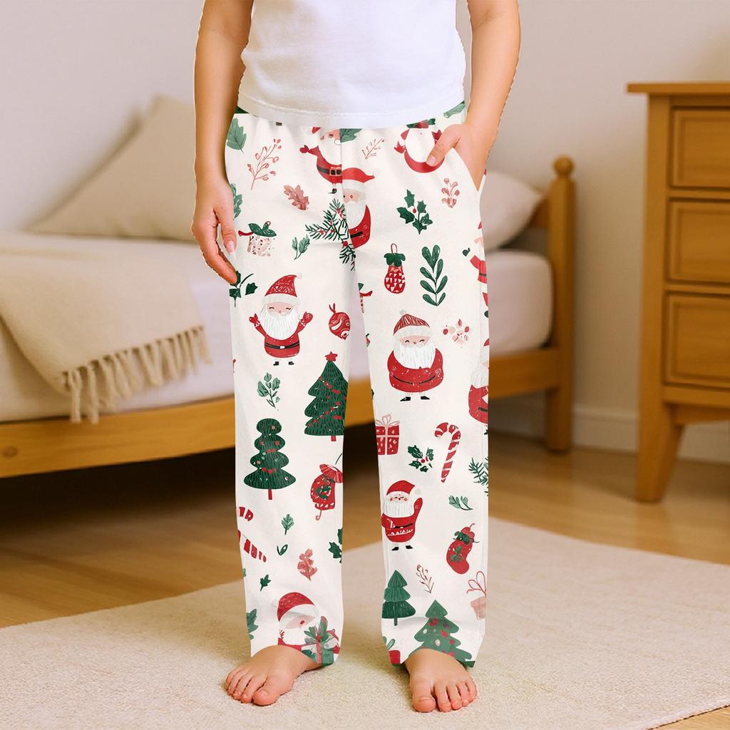 Children's Soft Comfortable Pyjama Bottoms Casual Christmas Print Home Pants