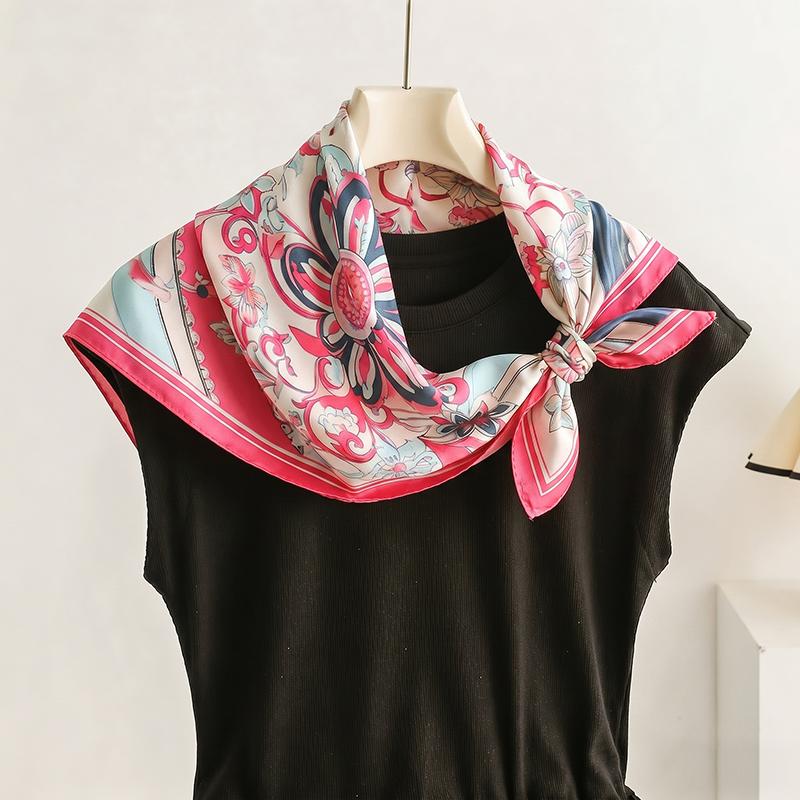 Print Scarf Neckerchief Turban Hijab Luxury Female Square Headscarf Shawl Bandana Headband Windproof Handkerchief Fashion Wraps