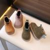 Autumn  Baby Short Boots Girls  High-top Leather Boots Boys Anti-slip Retro Cotton Boots