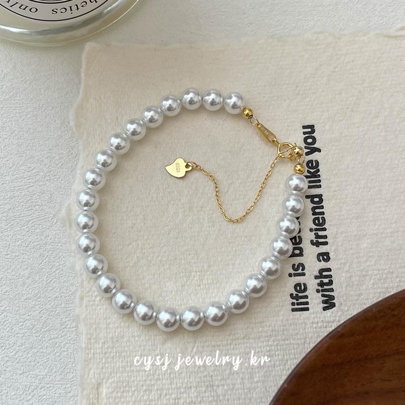 Cui Yan S925 Sterling Silver Korean Style White Pearl Bracelet for Women - Exquisite Hand Chain