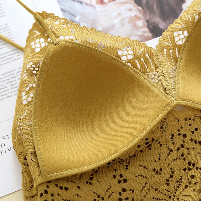 French Summer Suspender Sexy Soft Lace Bra Underwear Bra Women's Thin Skinny Shoulder Strap Vest Breathable