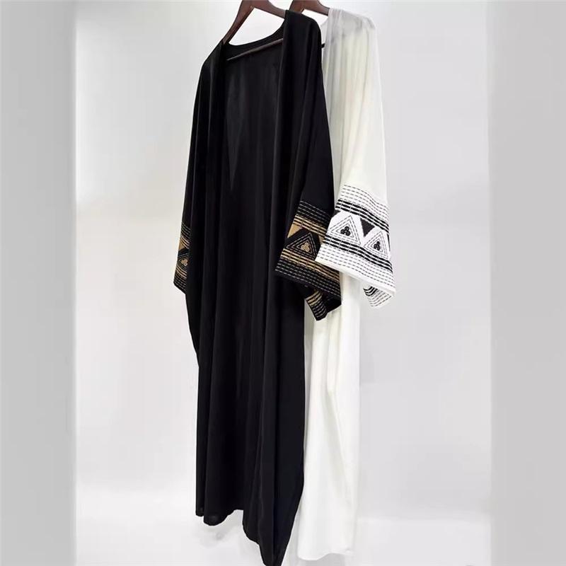 Women's Muslim Cardigan Embroidered Outer Drape Bat Sleeve Dress Embroidered Simple Long Skirt