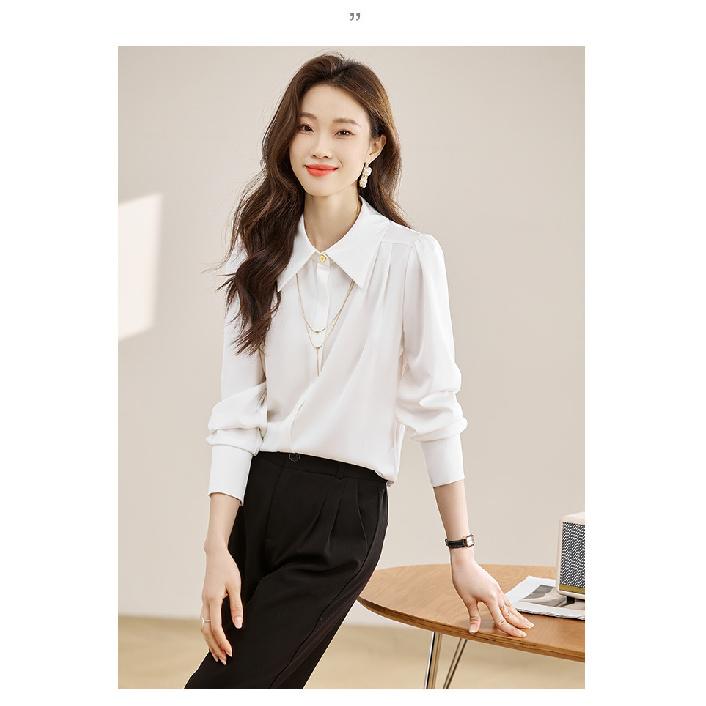 2026 Spring and Autumn New Women's Casual Solid Color Simple Long Sleeve Shirt Top