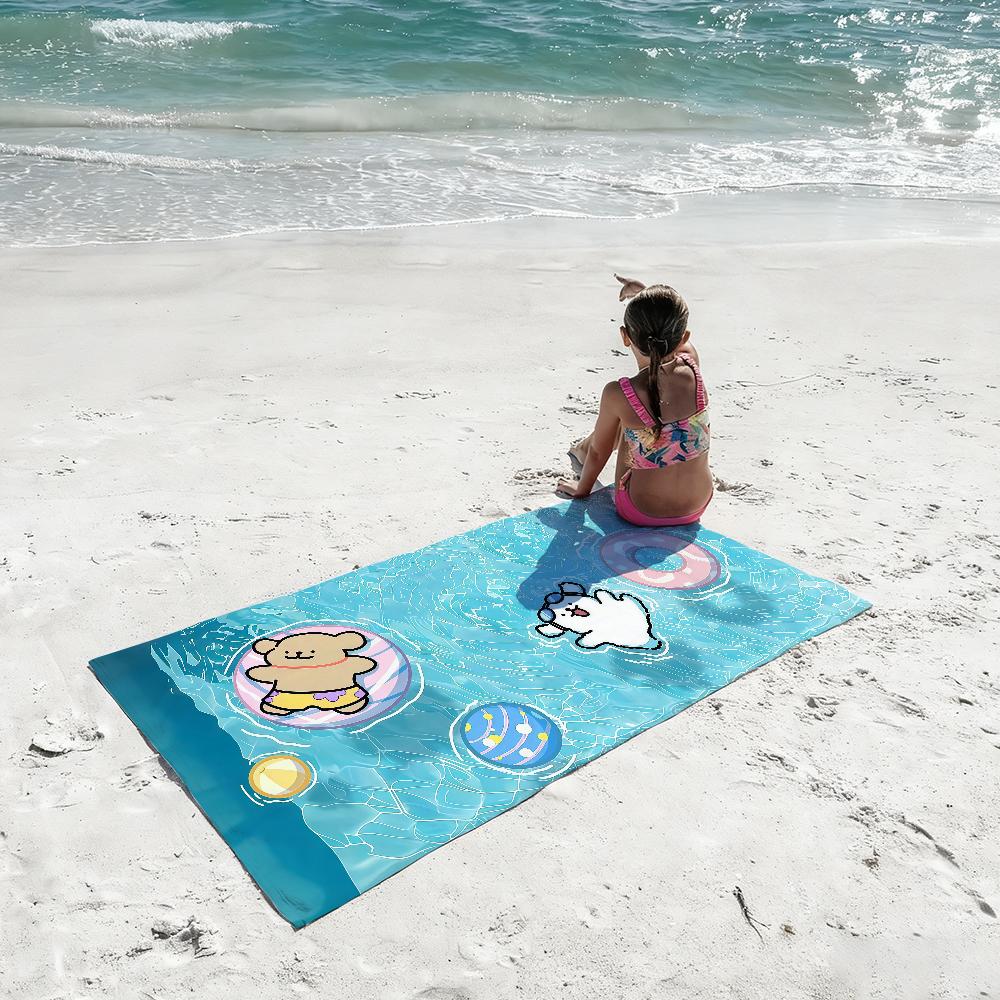 Cartoon Cute M-MalteseS Line Dog Towel Soft Lightweight Anti-Sand Large Beach Towel Quick-Drying Bath Sports Family
