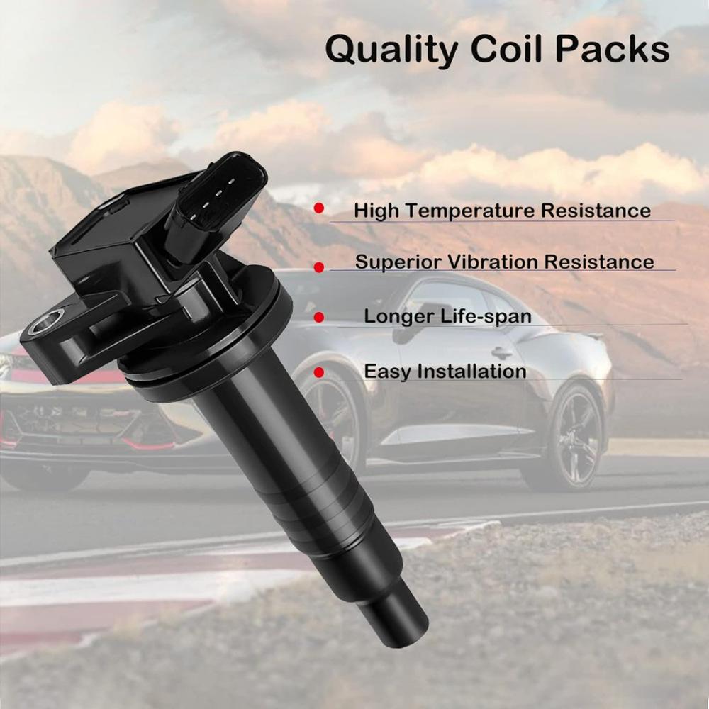 UF247 Ignition Coil Set, 4-Piece, Compatible with 2000-2008 Toyota, Pontiac, Chevrolet 1.8L 4-Cylinder Engines.