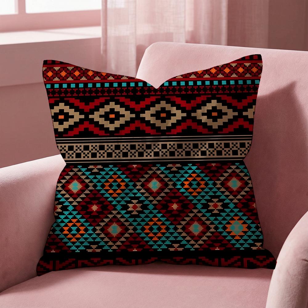 Retro Patterns Cushion Cover MultiScene Pillow Cover for Home Car Reversible Soft Durable for Daily Use