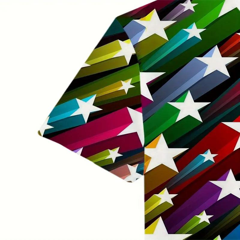 Pánské ležérní tričko s kulatým výstřihem a vzorem s efektním digitálním potiskem, módní top s krátkým rukávem vhodný pro každodenní nošení v létě