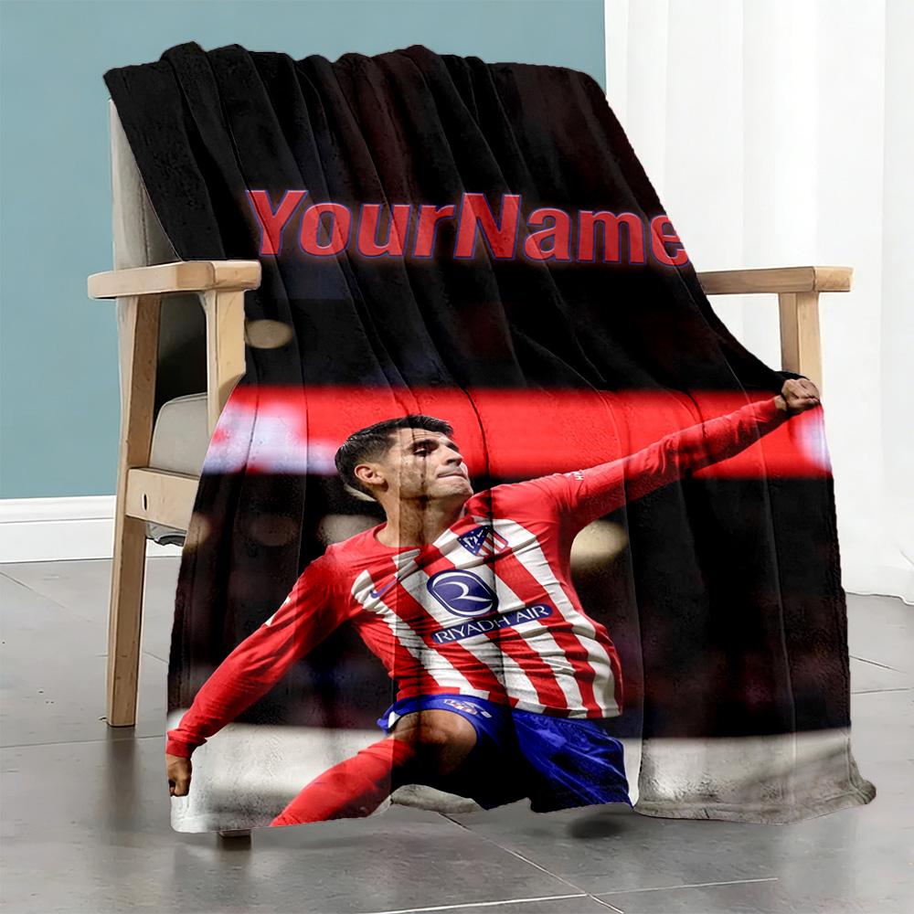 Atletico Madrid Personalized Name Blanket Lightweight Personalized Blanket Soft & Cozy Throw For Nap Bed Office Chair Office All-Season Use