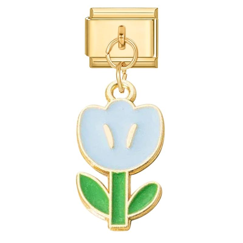 

Cute Butterfly Flower Tulip Heart Bow Pearl Gold Color Pendant Bead Fit 9mm Italian Charm Bracelet Stainless Steel DIY Making