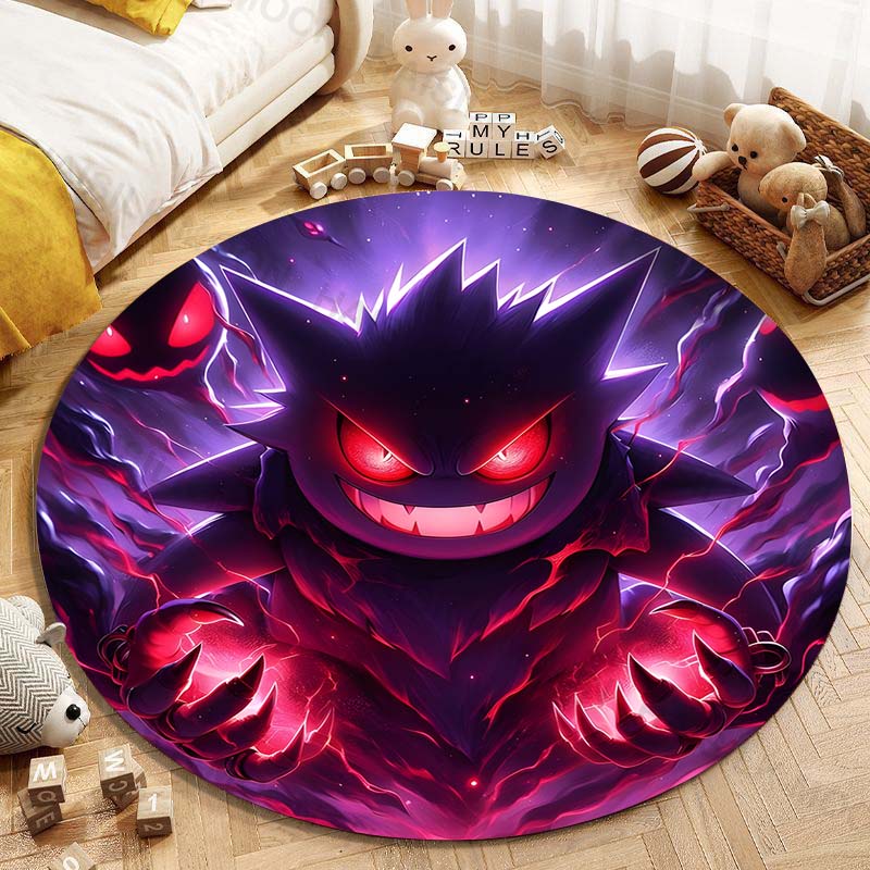 5 Sizes Pokemon Gengar Printing Round Carpet Living Room Bedroom Table and Chair Sofa Decorative Carpet and Rug Play Mat Gift