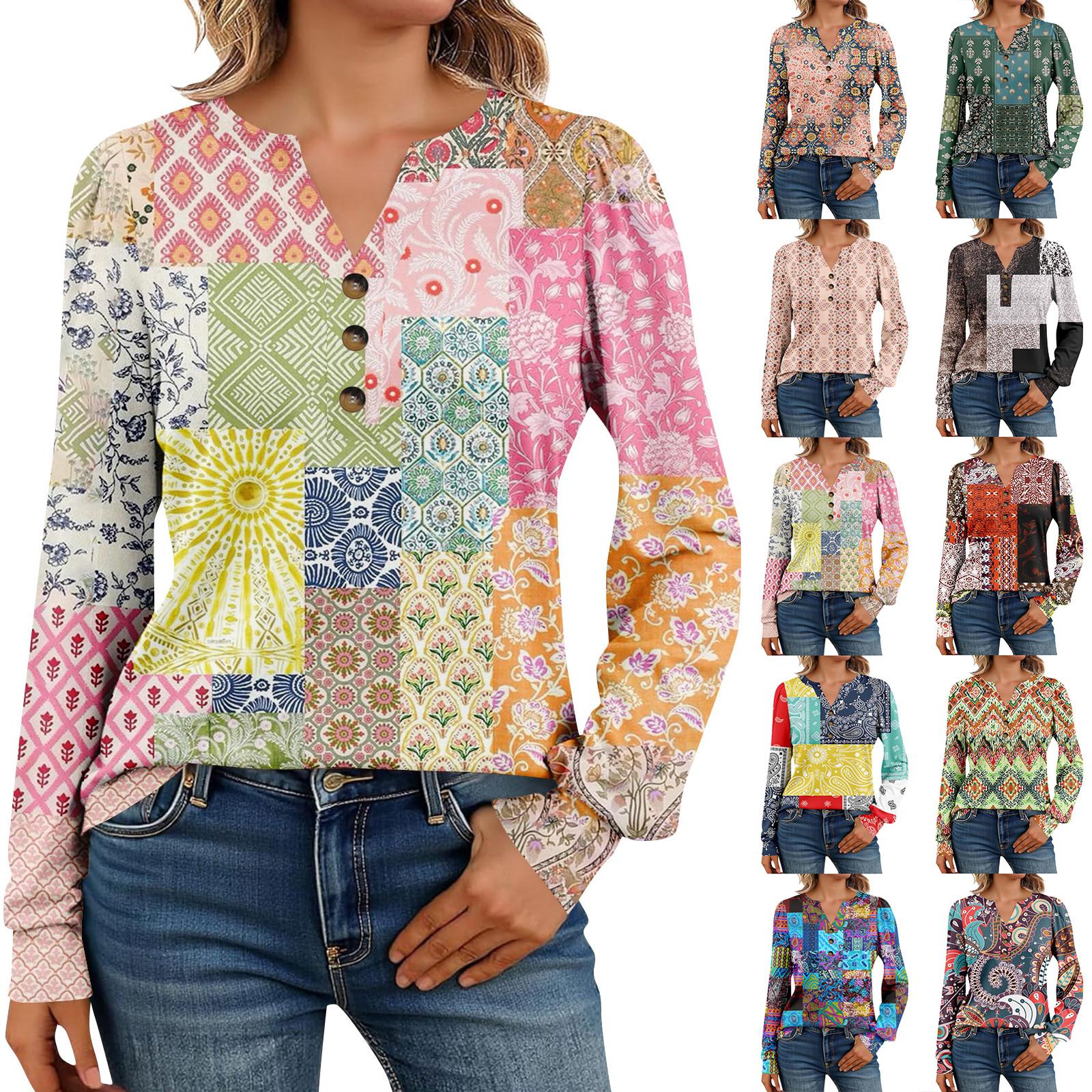 

Women s Long Sleeve Shirts Henely Casual Tops Trendy Blouses Cute T-Shirts S жовтий