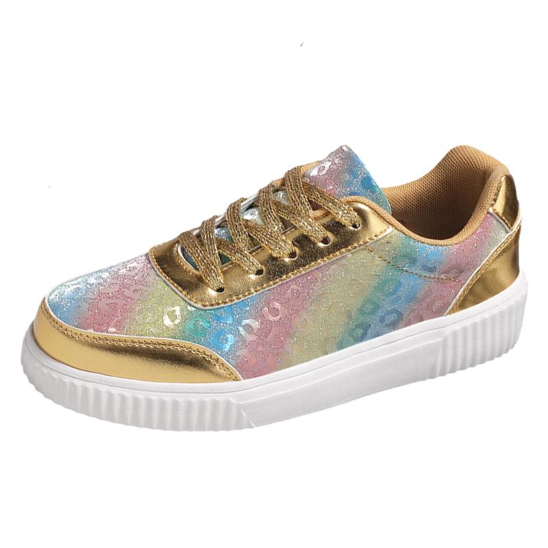 EOFK Women's Glitter Platform Wedge Athletic Tennis Walking Shoes Sparkly Sequin Lightweight Casual Comfort Fashion Sneakers