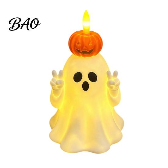 Battery Operated Nursery Light Cute Halloween Ghost/Pumpkin LED Night for Desktop Decoration, Safe Flameless Candle with Warm Glow Home Party