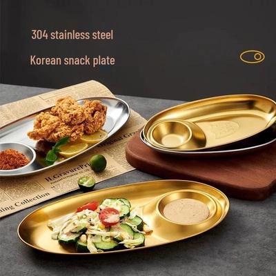 Stainless Steel Two-Compartment Snack and Appetizer Plate