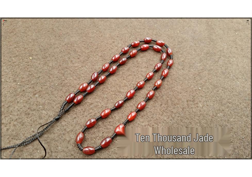 Handmade Ice Green Jade Bead Necklace with Braided Cord Total length 56-58 cm