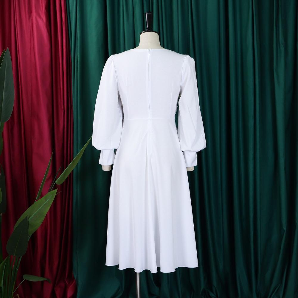 Mode Einfarbig A-Linien-Kleid Hohe Taille Elegant Übergröße Damenkleid Crossborder Frühling