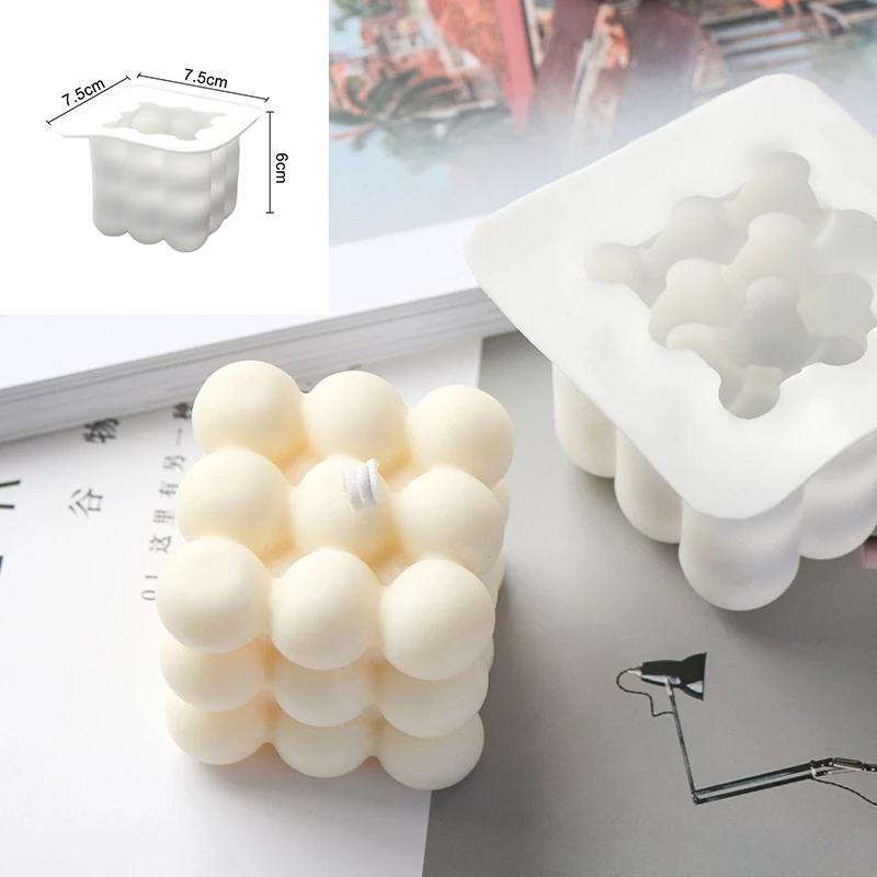 Neue 3D-Würfelkerzen-Silikonform Antihaft-Blasen-Aromatherapie-Kerze Schokoladenkuchenform Bastel-Aromatherapie-Gips-Herstellungsform