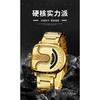Fashion Men Irregular Tonneau Shape Quartz Watch Creative Rotating Dial Stainless Steel Bracelet Wristwatch