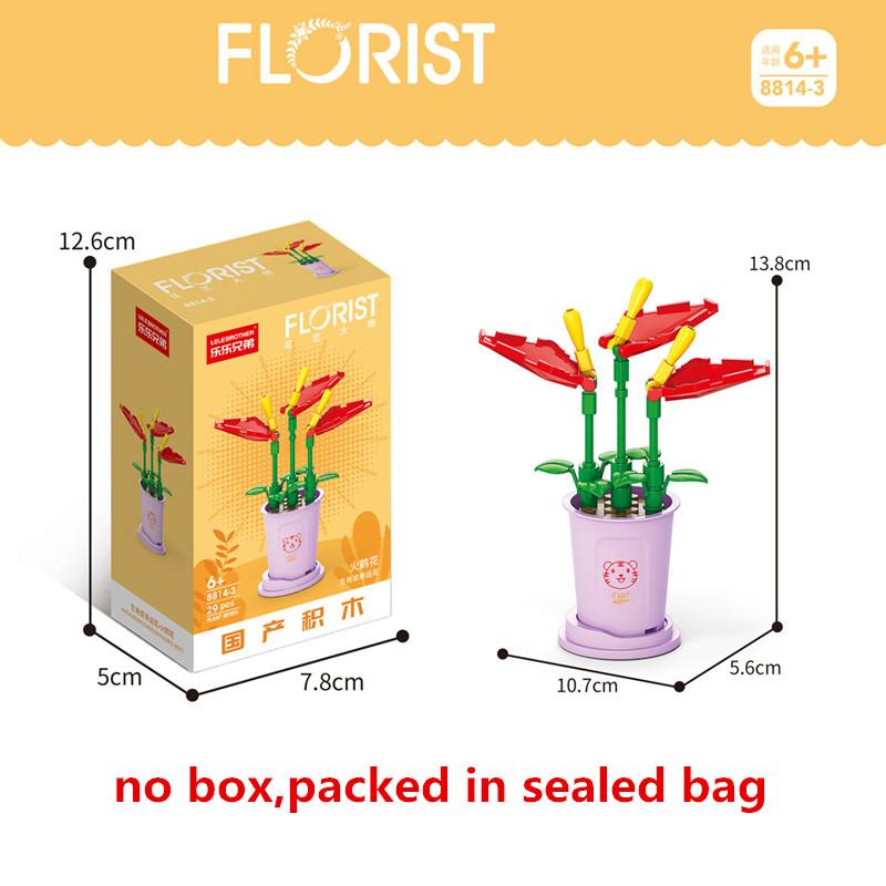 Creative Kawaii Milk Tea Cup Building Block Flower Bouquet Potted DIY Rose Bricks Decor Toys For Children Kids Christmas Gift