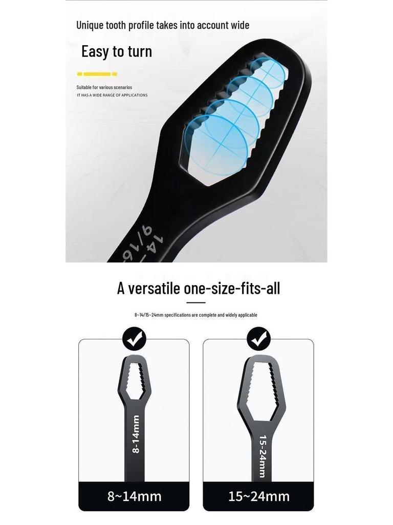 Universal Adjustable Self-Tightening Multi-Function Double-Ended Open-End Box-End Wrench