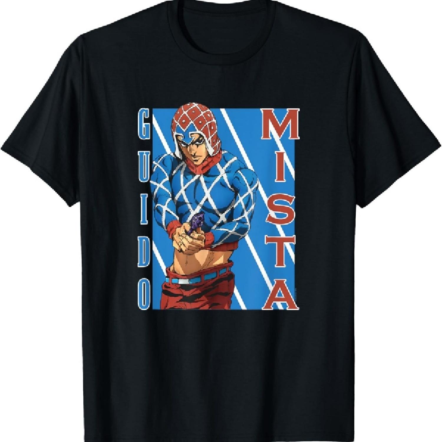 

JoJo Part 5 Golden Wind Guido Mista Six Bullets Pose Anime T-Shirt XXXXXL