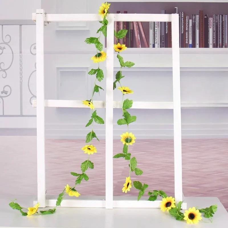 260 Cm Simulated Sunflower Wedding Arch Decoration, Plastic Flower Wind Pipe Decoration Suitable For Romantic Weddings