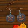 1 Pair of Funny Face Pumpkin Earrings, Suitable for Decoration on Halloween