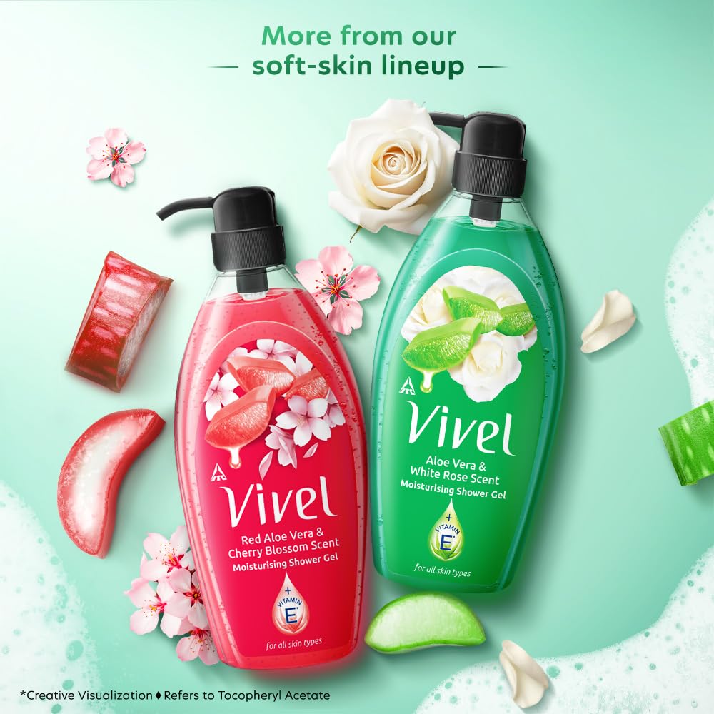 Vivel Aloe Vera White Rose Shower Gel 895 Ml Moisturizing Body Wash Plant Based Cleansers for All Skin Types