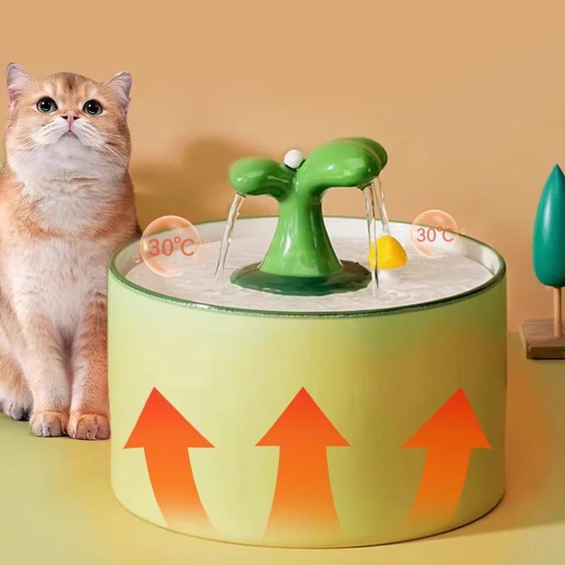 Ceramic Automatic Water Dispenser for Pet Water Feeder, Small Sapling Shape Circulation Flowing Water Bowl, Dog and Cat Bowl 1Pc