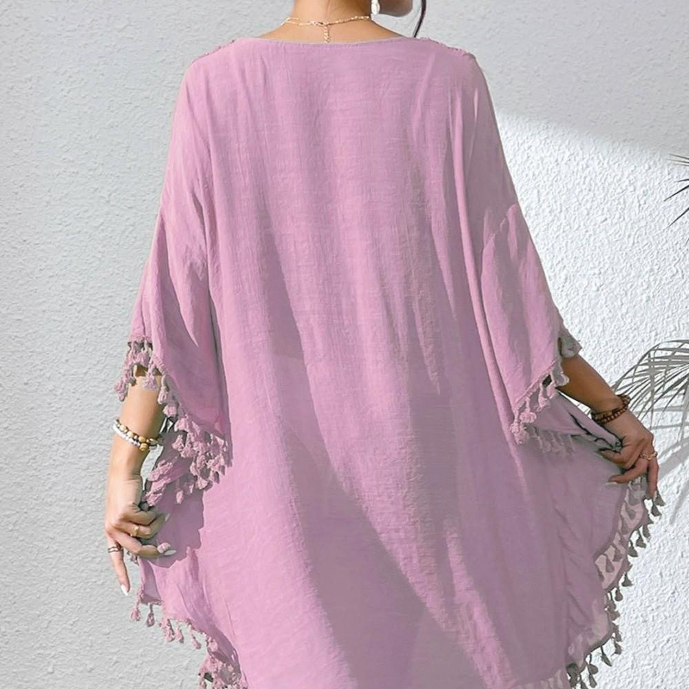 Loose Swimsuit Cover Up Dress Hollow Out Bikini Cover-Ups Fashion Summer Sunscreen Smock for Women