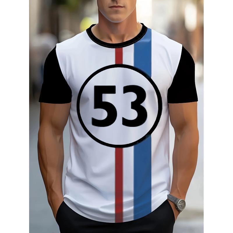 Pánské letní ležérní módní tričko s 3D digitálním potiskem ve větších velikostech - Měkká středně pružná polyesterová tkanina Letní pánské oblečení volného střihu