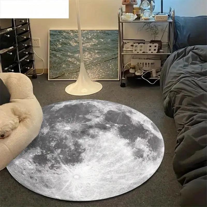 Visual Simulation Globe Map Round Rug Is Decorative Floor Mat for Versatile Science Themed Home Decor