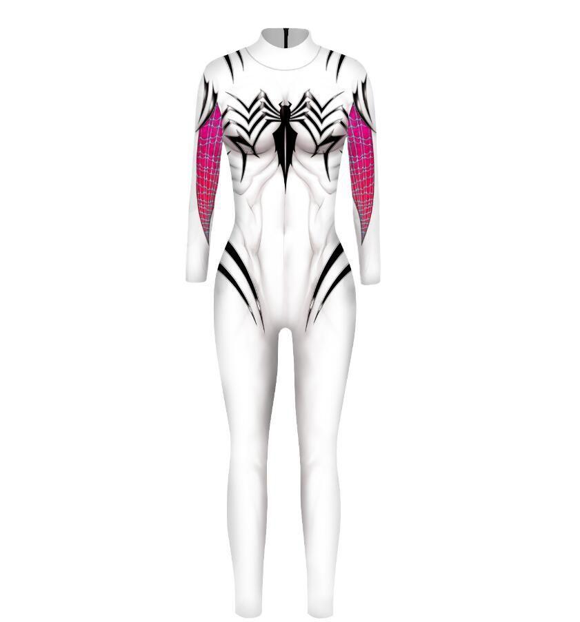 Halloween Spiderman Cosplay Jumpsuit Women's Slim Tights Bodysuit