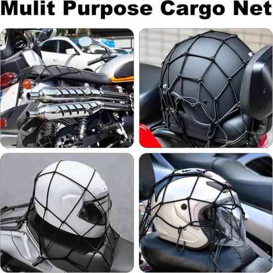 Cargo Nets For Motorcycle Helmet 16"X16" Elastic Bungee Net Storage Featuring 6 Hooks Tight 2"X2" Mesh Luggage Strap Rack Expansion Organizer Net